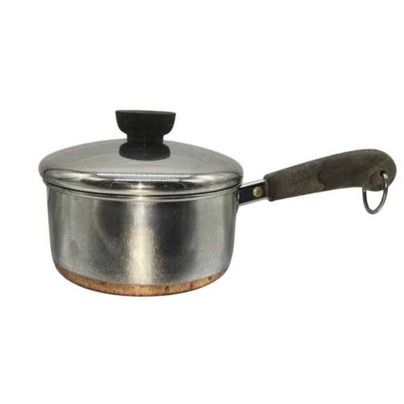 Revere Ware 1 Qt Quart Saucepan Copper Bottom Stainless Steel W/Lid USA Vintage - Picture 1 of 7